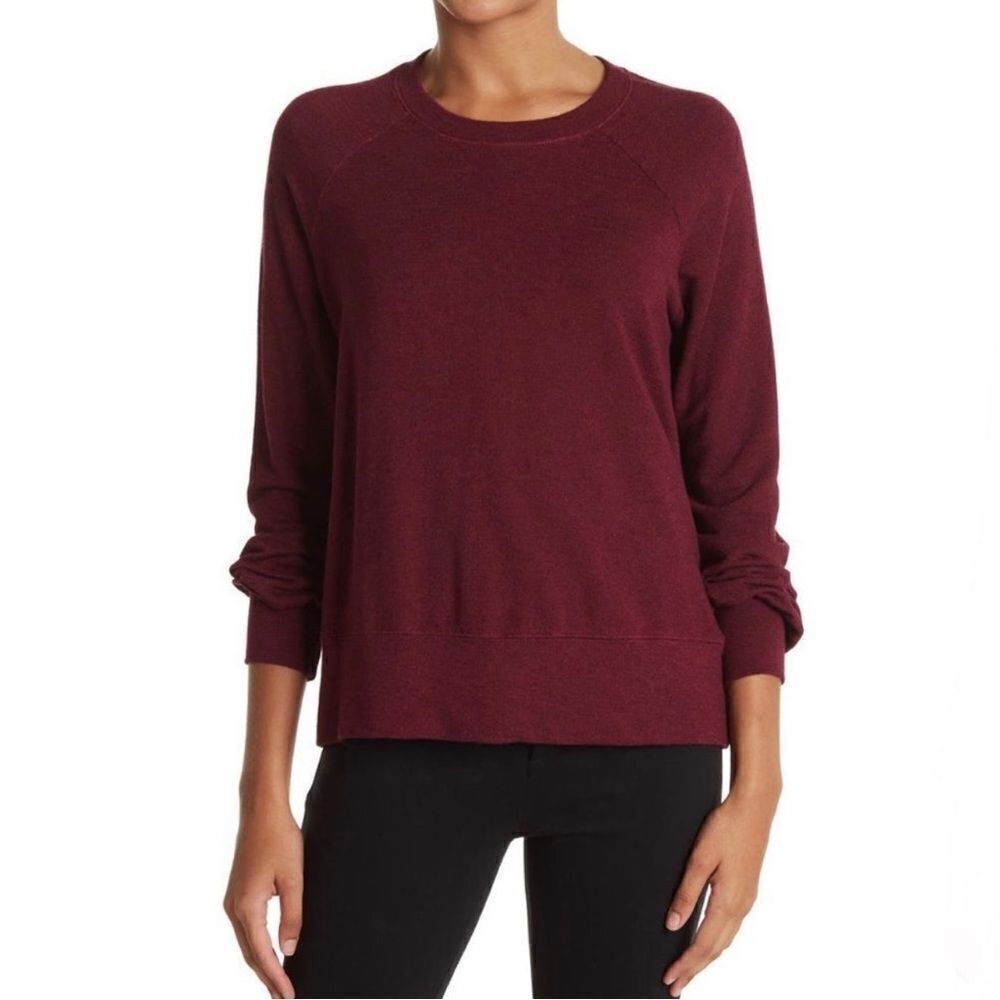 SUNDRY Puff Sleeve Raglan Top In Magenta Size 8